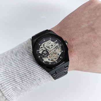 Механические класические мужские часы Forsining 8202 Black