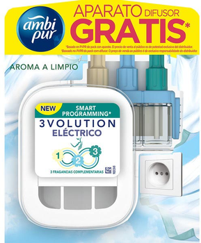 Zestaw Ambipur 3volution elektryczny odświeżacz powietrza + wkład Clean Aroma na 3 zapachy 90 dni (8006540817117)