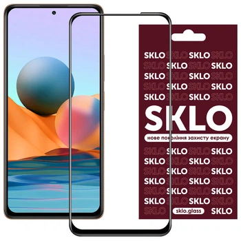 Противоударное Защитное Стекло SKLO 3D (full glue) для Xiaomi Redmi Note 10 Pro Черный