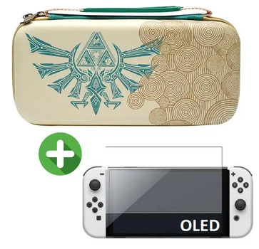 Комплект: Жесткий защитный кейс чехол Zelda: Tears of the Kingdom + защитное стекло для игровой консоли Nintendo Switch OLED [417408054]
