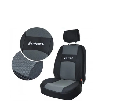 Чехлы на авто сиденья АвтоСвіт Daewoo Lanos (полный комлпект, черные с серой вставкой)