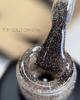 Светоотражающий топ для гель-лака без липкого слоя Crooz Crystal Top Silver с шиммером 8 мл (Золотой)