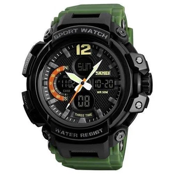 Часы наручные 1343AG SKMEI с подсветкой, ARMY GREEN-BLACK