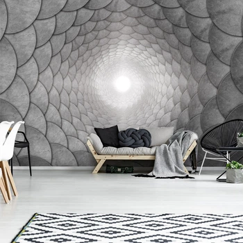 Флизелиновые фотообои тоннель 254x184 см Серая Абстракция 3D (3378V4)+клей