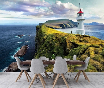 Природа флизелиновые фотообои 3D Пейзаж Море Вид на старый маяк (12282V)+клей