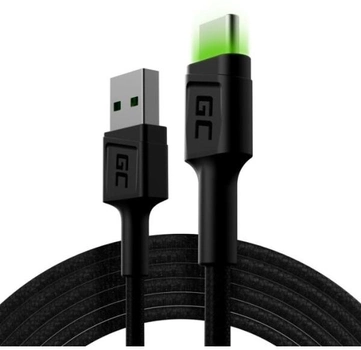 Кабель Green Cell USB Type-A - USB Type-C 2 м LED Black (5903317229780)