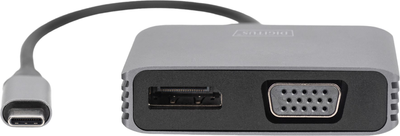 Adapter Digitus USB Type-C - DisplayPort + VGA 0.2 m Grey (DA-70827)