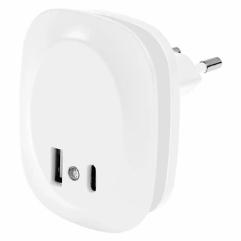 Ночник 12.5W 220V 9lm 3000K 58x70x60mm [4099854088513] Ledvance Lunetta Edge USB A&C с датчиком освещенности