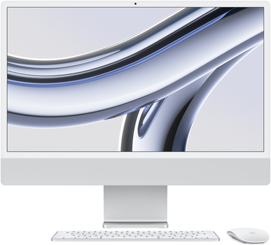Моноблок Apple iMac 24" М3 4.5К 8‑ядер GPU 256GB Silver (MQR93ZE/A)