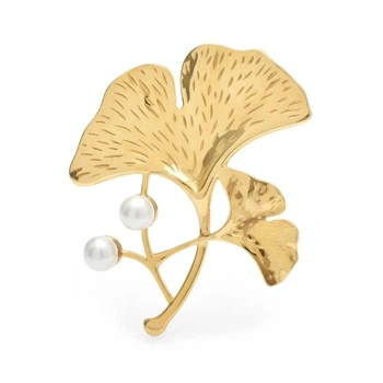 Брошь BROCHE бижутерия Гинкго Билоба золотистая BRBF113994