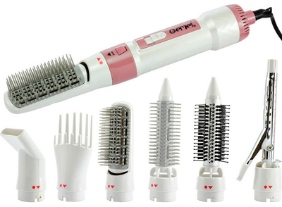 Мультистайлер для волосся Gemei GM-4836 7в1 з феном 1200W White/Pink (3_00659)