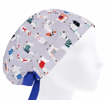 Медицинская шапочка женская HeadwearUniverse универсальная принт Ламы на сером