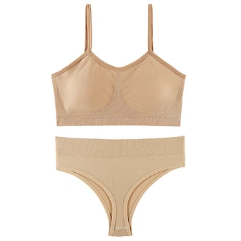 Комплект нижнего белья топ бюстгальтер трусики Honey Fashion Accessories One Size S/М бежевый (2-187)