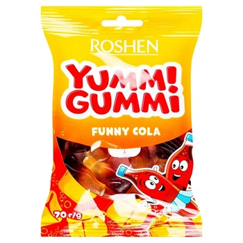 Упаковка желейних цукерок Roshen Yummi Gummi Funny Cola 70 г х 22 шт