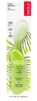 Зубна щітка RADIUS Flex Brush BPA Free & ADA Accepted Toothbrush доросла для правші зелена
