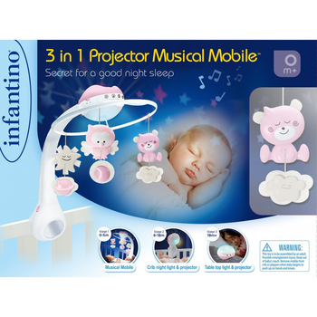 INFANTINO Розовый «Мобиль музыкальный с проектором 3 в 1»