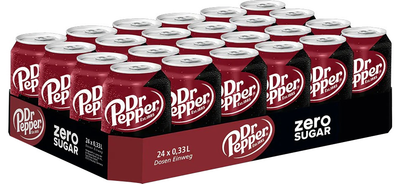 Упаковка безалкогольного напою Dr Pepper Zero 0.33 л х 24 банки (8435185953704)