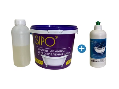 Наливной акрил Sipo® 1,7 м с моющим средством для ванн Plastall