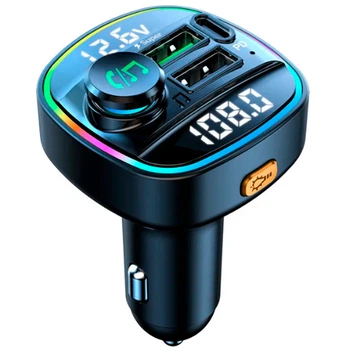 Автомобільний FM-передавач LUTU C22 Bluetooth RGB MP3-плеєр QC3.0 PD 20 Вт Чорний (1013-543-00)