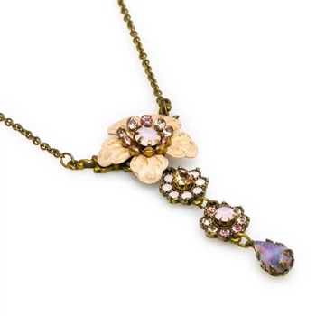 Вінтажне кольє від Michal Negrin "Рожевий Світанок" з кристалами Swarovski