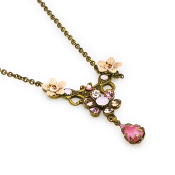 Кольє Michal Negrin "Вінтажний Квітковий Сад" з рожевими кристалами Swarovski
