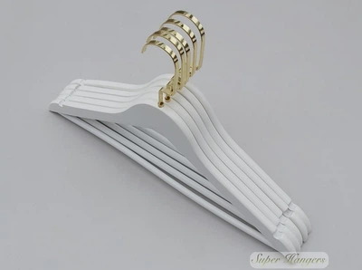 Набор 5 шт плечики вешалки Hanger BDZV 38 см деревянные белые с золотым крючком