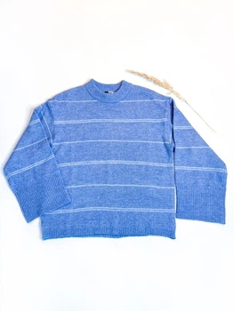 Кофта H&M S-170 см голубой с белым артикул Л335
