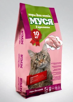 Сухой корм для взрослых котов МУСЯ с кроликом 10 кг