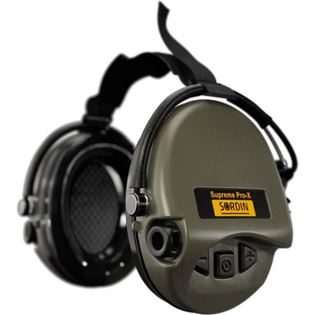 Активні захисні навушники Sordin Supreme Pro-X Neckband Olive із заднім тримачем під шолом (76302-X-S)
