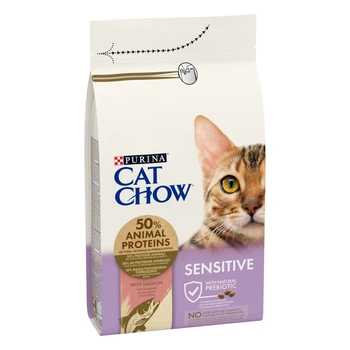 Сухой корм для котов Purina Cat Chow Sensitive с чувствительным пищеварением, с лососем, 1.5 кг