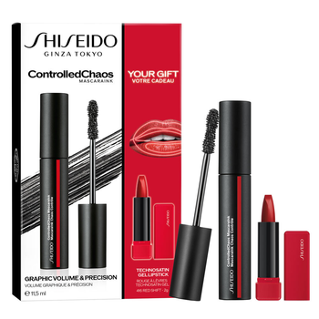 Zestaw do makijażu Shiseido Masc ControlledChaos tusz do rzęs Graphic Volume & Precision black 11.5 ml + szminka do ust 416 Red Shift 2 g (3423222094911)