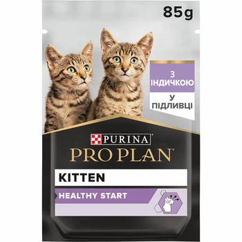 Влажный корм для котят Purina Pro Plan Kitten Healthy Start кусочки в соусе с индейкой 85 г (7613036093453)