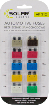 Предохранители плоские стандарт (Solar) кт. 10шт. сплав цинка (5-30) AF312