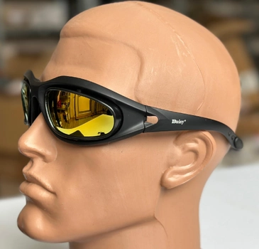 Тактичні окуляри - маска Tactic захисні окуляри зі змінними лінзами з боксом Чорний (Daisy C5)
