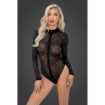 Боди женское сексуальное с леопардовым принтом M F287 Noir Handmade