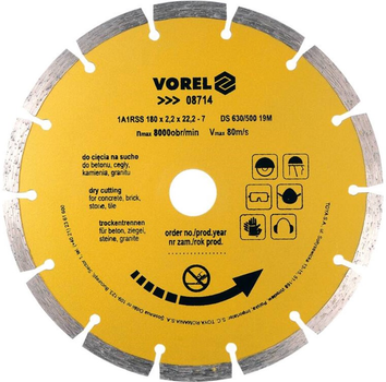 Диск отрезной алмазный сегментный VOREL SEGMENT D180 мм (08714_v)
