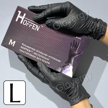 Рукавички нітрилові Hoffen Black розмір L чорні 100 шт