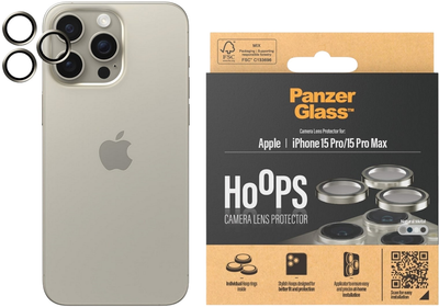 Szkło hartowane PanzerGlass Hoops Camera Lens Protector do Apple iPhone 15 Pro / 15 Pro Max Natural Metal (5711724011955)