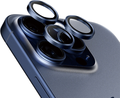Szkło hartowane PanzerGlass Hoops Camera Lens Protector do Apple iPhone 15 Pro / 15 Pro Max Blue Titanium (5711724011993)