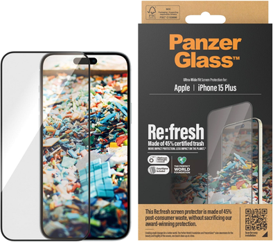 Захисне скло PanzerGlass Re:fresh Screen Protector для Apple iPhone 15 Plus Ultra-Wide Fit w. EasyAligner (5711724028236)