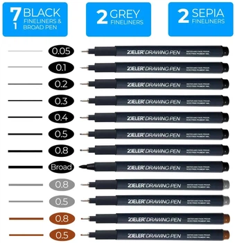 Набір лінерів Zieler Fineliner 12 шт (0604565287502)