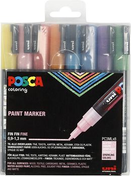 Zestaw markerów Posca PC 3M Glitter Colours 8 szt (3296280034140)