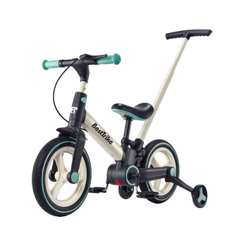 Двухколесный велосипед-трансформер Best Trike BT-61514 с родительской ручкой и ручным тормозом, Черно-голубой
