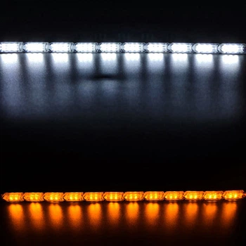 Денні ходові вогні Кристали Crystal LED в авто з поворотом, що біжить ДХО 2шт по 50см білий/жовтий гнучкі вбудований блок в поворотники