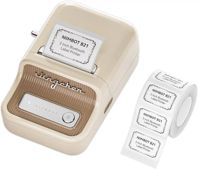 Портативный термопринтер этикеток (белый) NIIMBOT B21 (cream white)