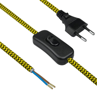 Przewód elektryczny z włącznikiem w oplocie DPM 2.5 m żółto-czarny (DIC0925)
