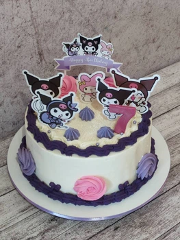 Топер Для Торта С Фигурками Kuromi с героем куроми, аниме, (Kuromi) геншен, манги, hello kitty, Санрио Китти, Мелоди фиолетовый 2 (AN)31715