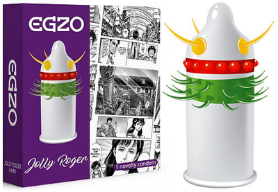 Презерватив EGZO Jolly Roger з пестливими шипами та пухирцями Medium 1 шт (5094028013864)