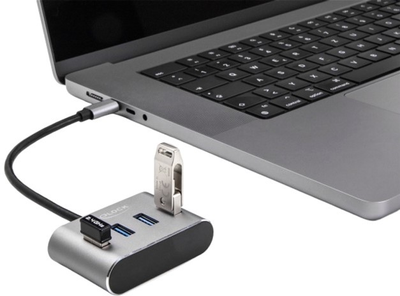 Hub USB DeLOCK USB 3.0 Type-C 4-portowy Grey (4043619632237)