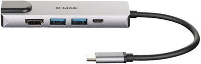 USB-хаб D-Link DUB-M520 5-in-1 USB-C to 2 x USB 3.0 Type-A, HDMI, Ethernet, Thunderbolt 3 Silver (DUB-M520)